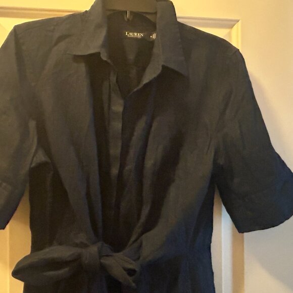🆕 Ralph Lauren Tie-Front Linen Shirtdress, Size 12 - Picture 10 of 10